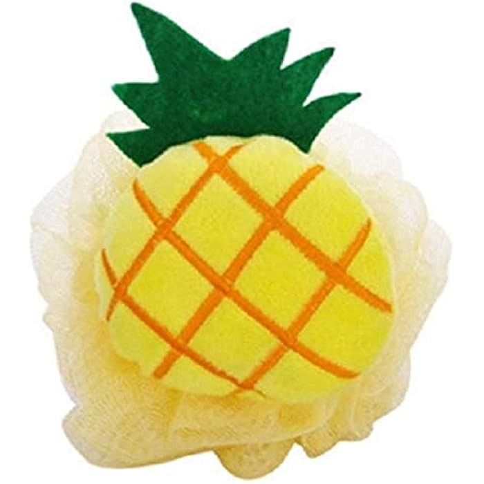 YupFun Lovely Bath Flower Rub Fruit Shape Shower Bath Ball Massage Loofah Body Scrubber For Kids & Adult,Pineapple - Image 1